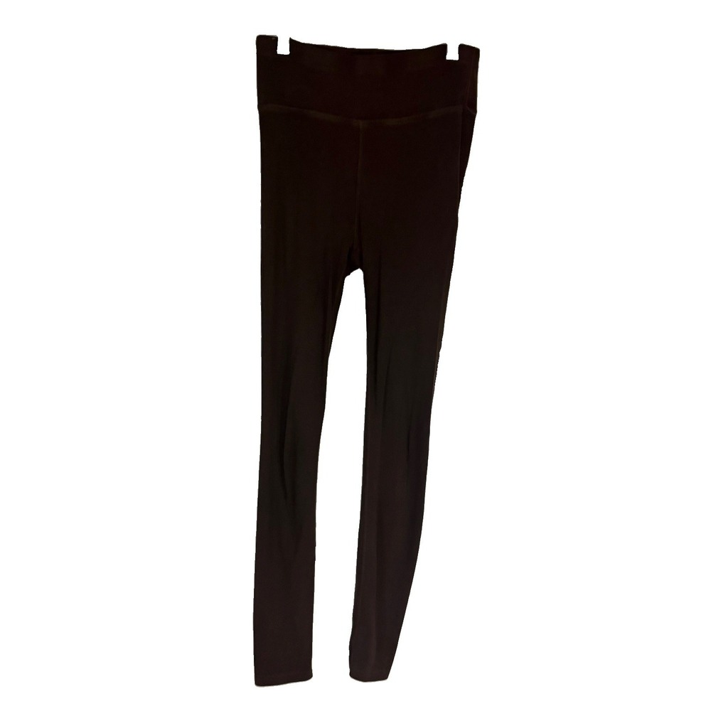 Pact Womens Chocolate Brown Ribbed Organic Cotton High Rise Leggings Size S Yoga